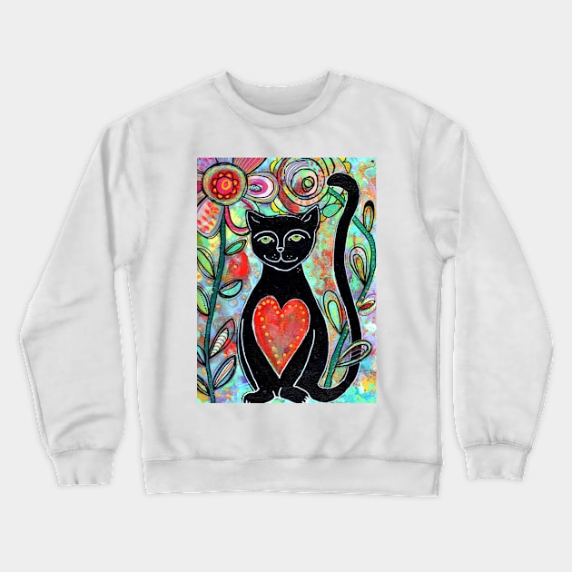 Black Cat Love Crewneck Sweatshirt by gaea